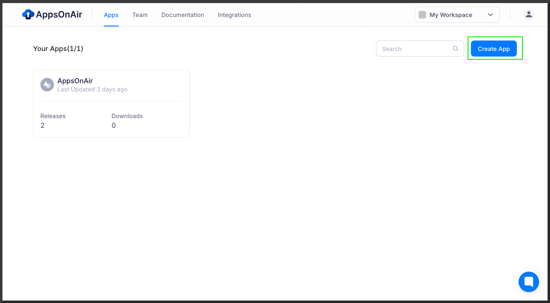 Create App Button