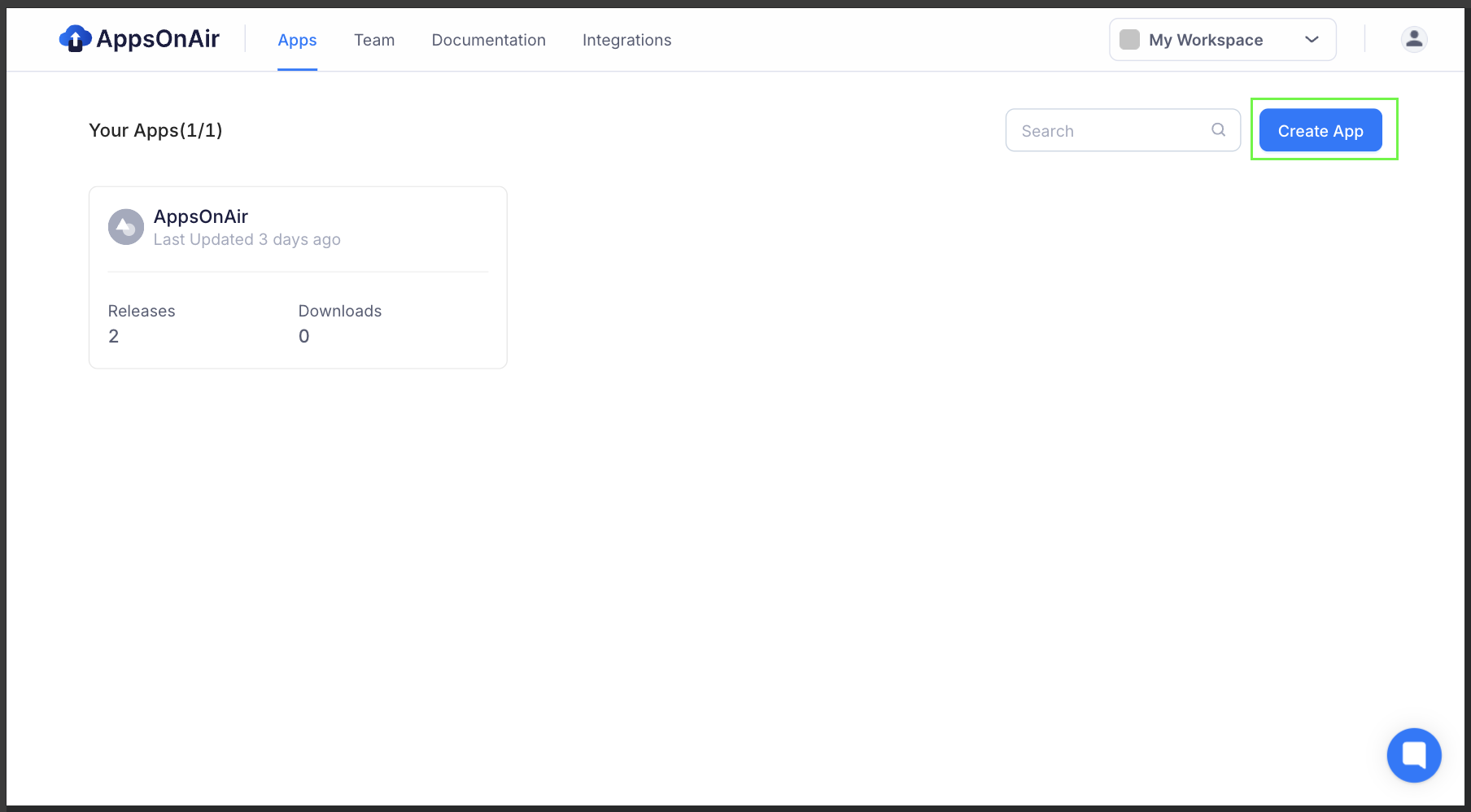 Create App Button